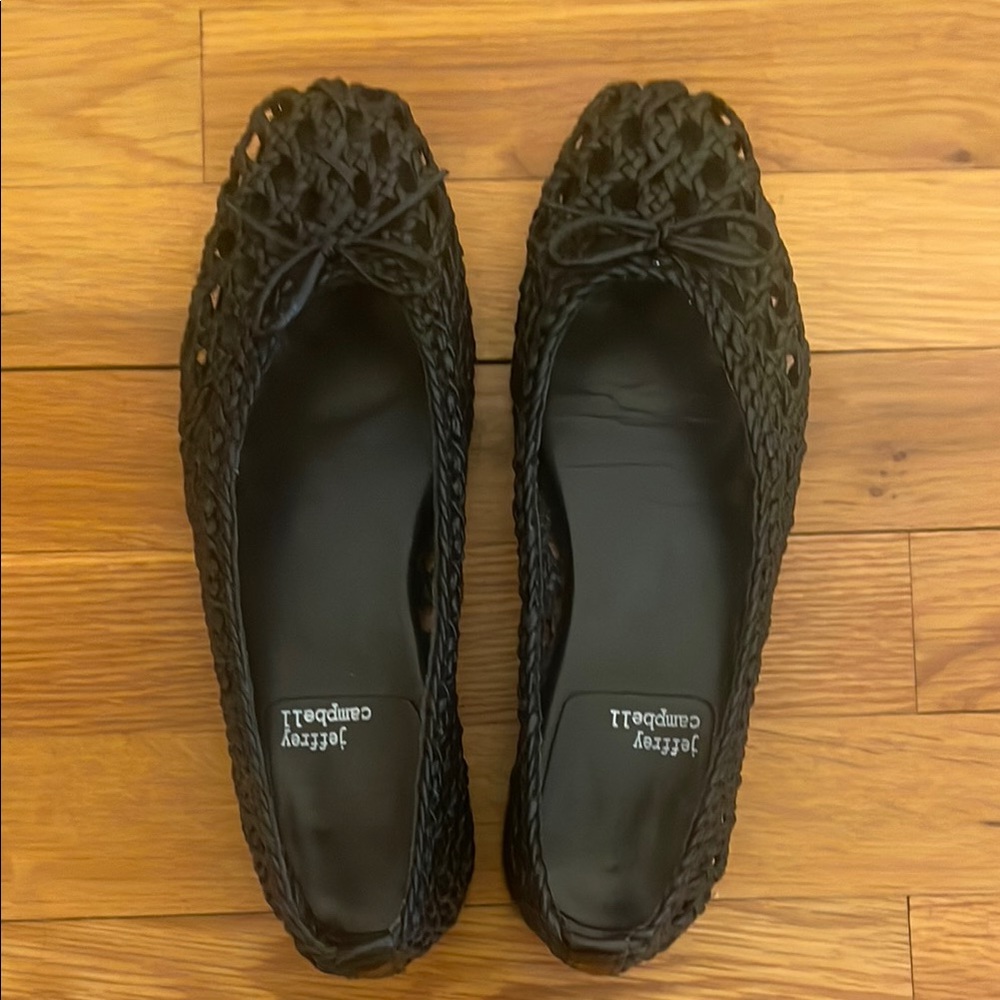 Jeffrey Campbell Black Woven Loafers